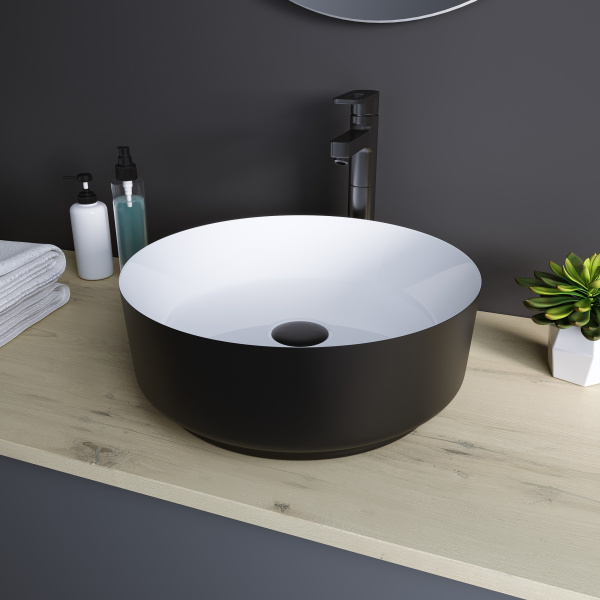 Раковина накладная (36х36) Grossman Color GR-4040BW, черный